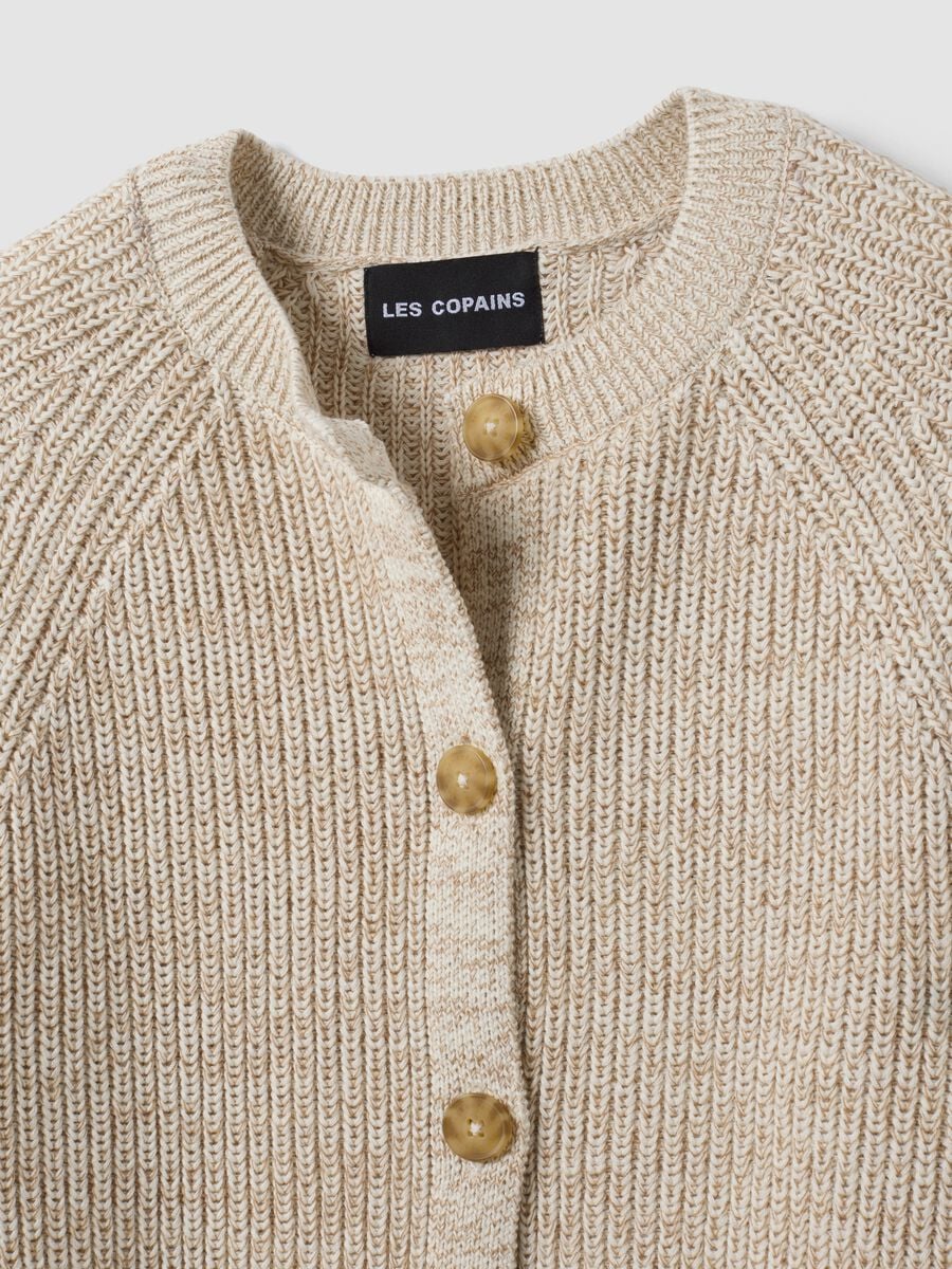 White pure cotton knitted cardigan, regular fit_2