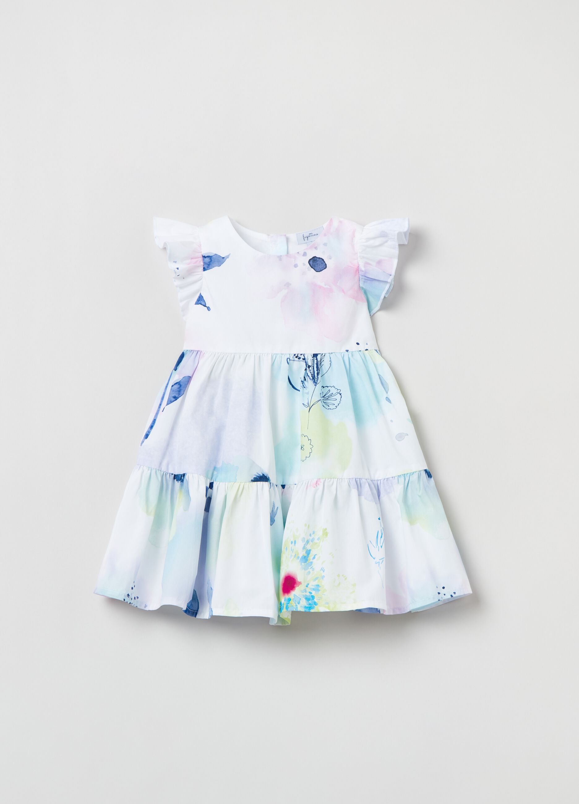 Abito a balze con stampa all-over_0