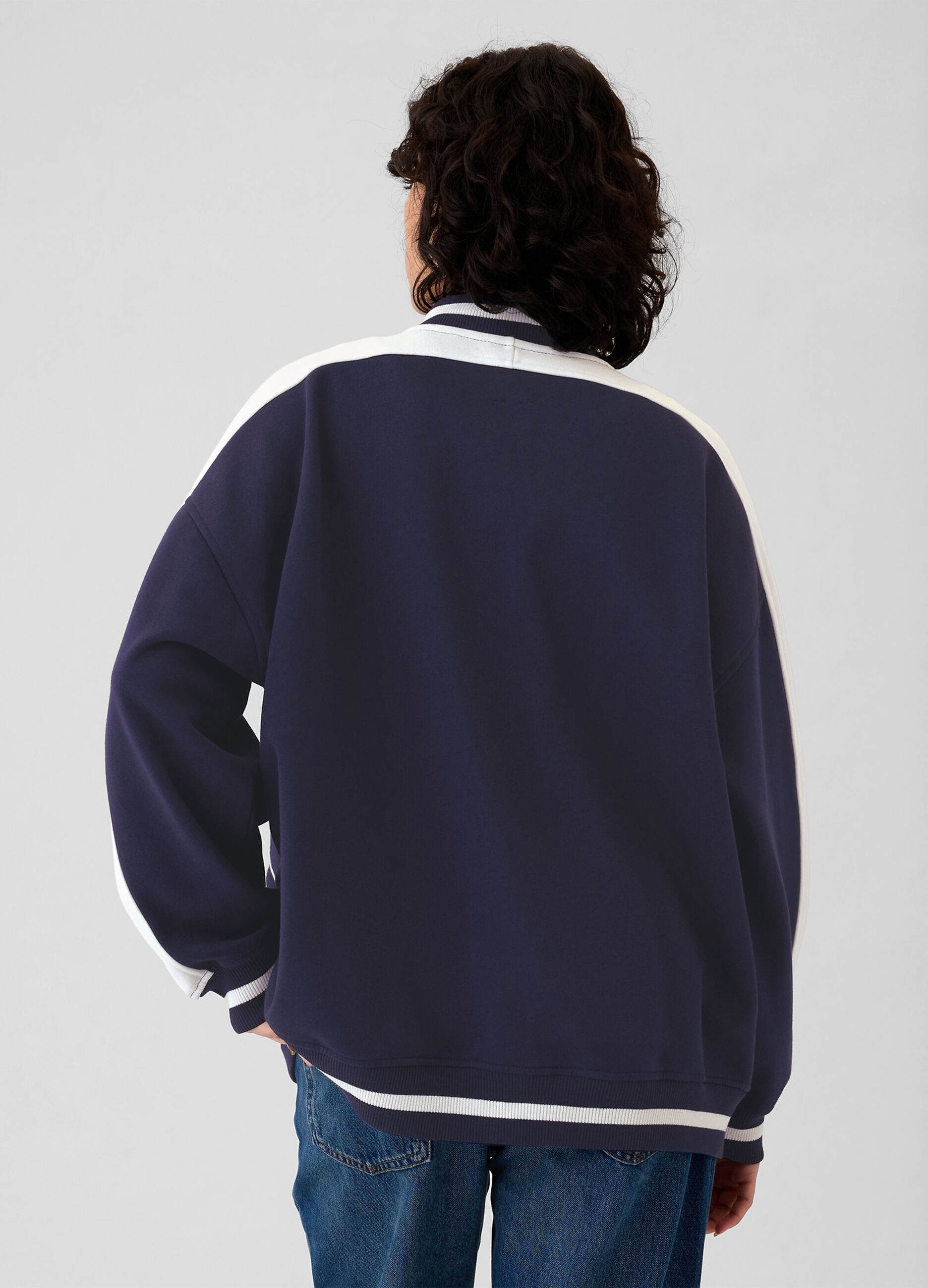 Oversized varsity bomber jacket with logo embroidery