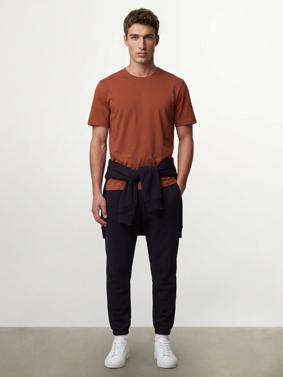 T-shirt marrone in puro cotone organico jersey regular fit_1