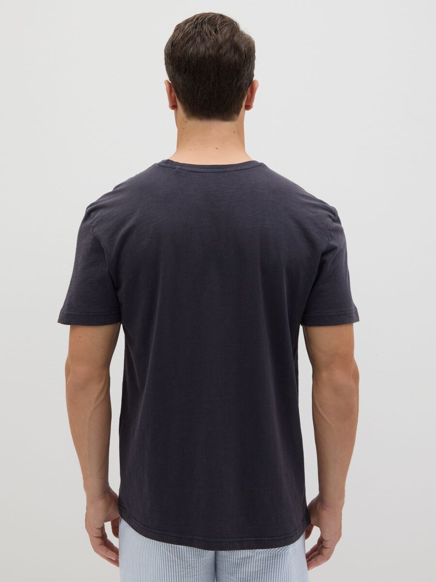 Men's blue pure cotton T-shirt, regular fit_3