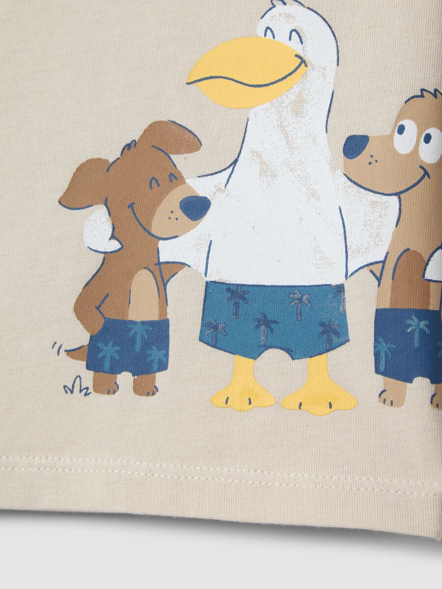 Beige pure cotton kids&rsquo; T-shirt, regular fit, with print_3