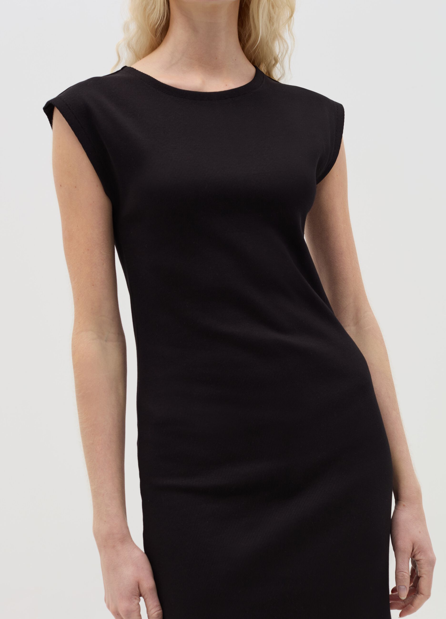 Essentials grey midi dress in stretch cotton