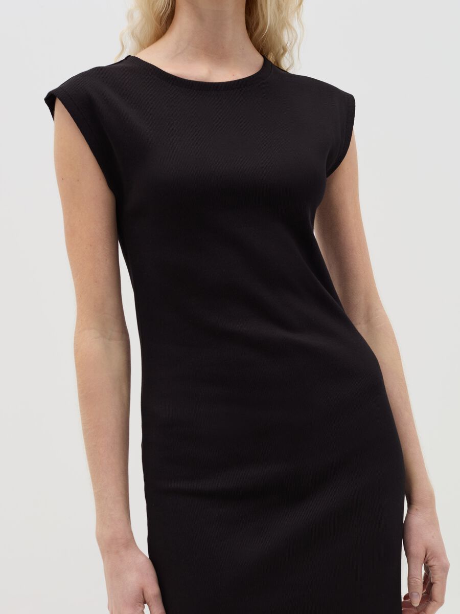 Essentials grey midi dress in stretch cotton_2