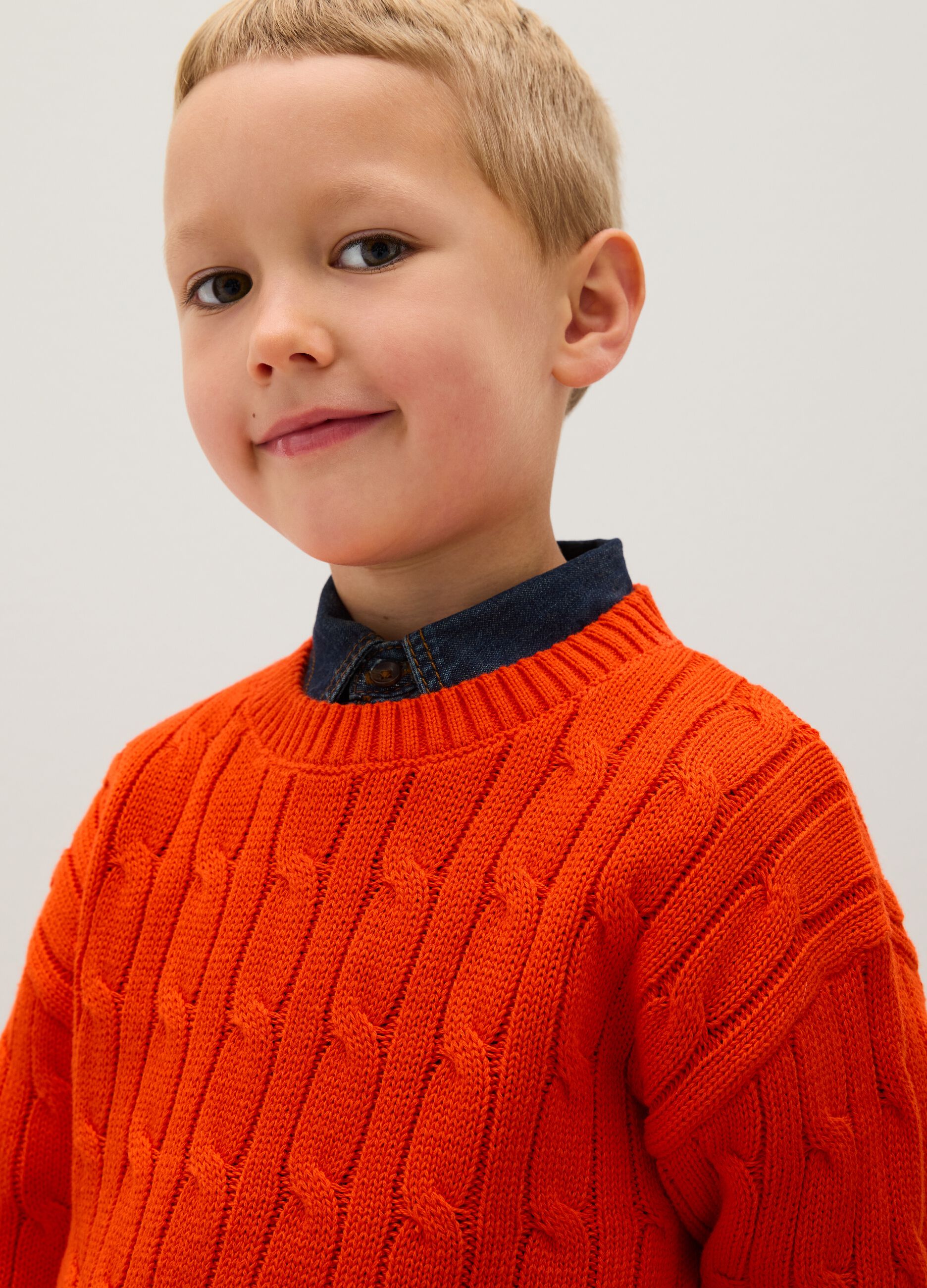 Child's orange pure cotton sweater regular fit
