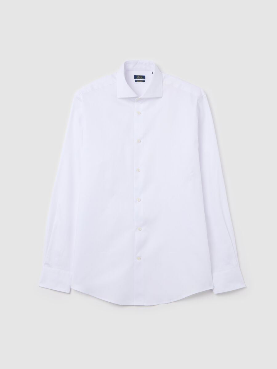 Regular-fit easy-iron shirt in white Oxford cotton_4