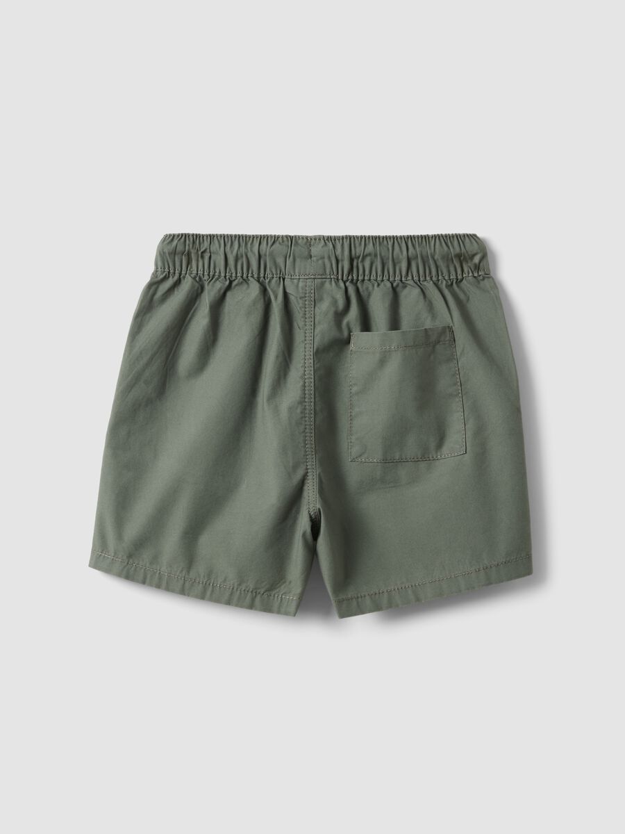 Shorts in puro cotone verde da bimbo regular fit con coulisse_1