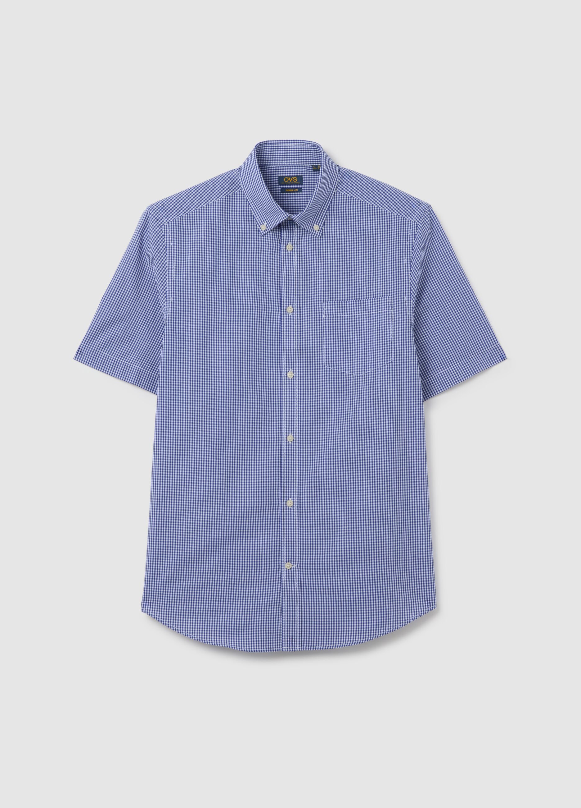 Camicia da uomo in misto cotone blu regular fit