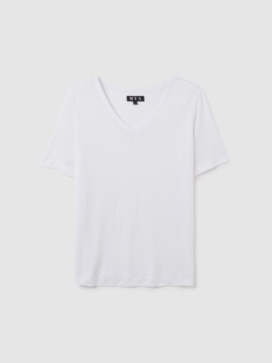Women's white blend regular fit T-shirt_0