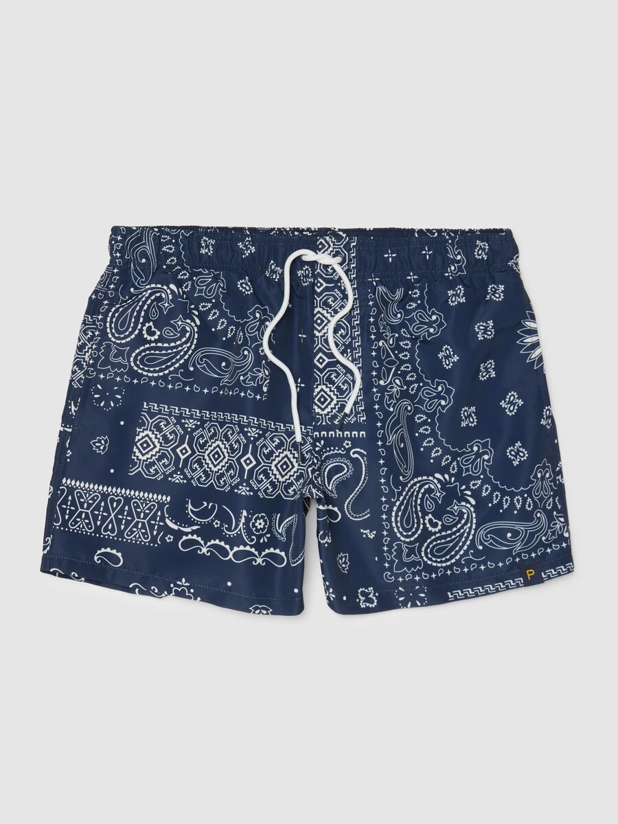 Blue swim boxers with paisley print_4