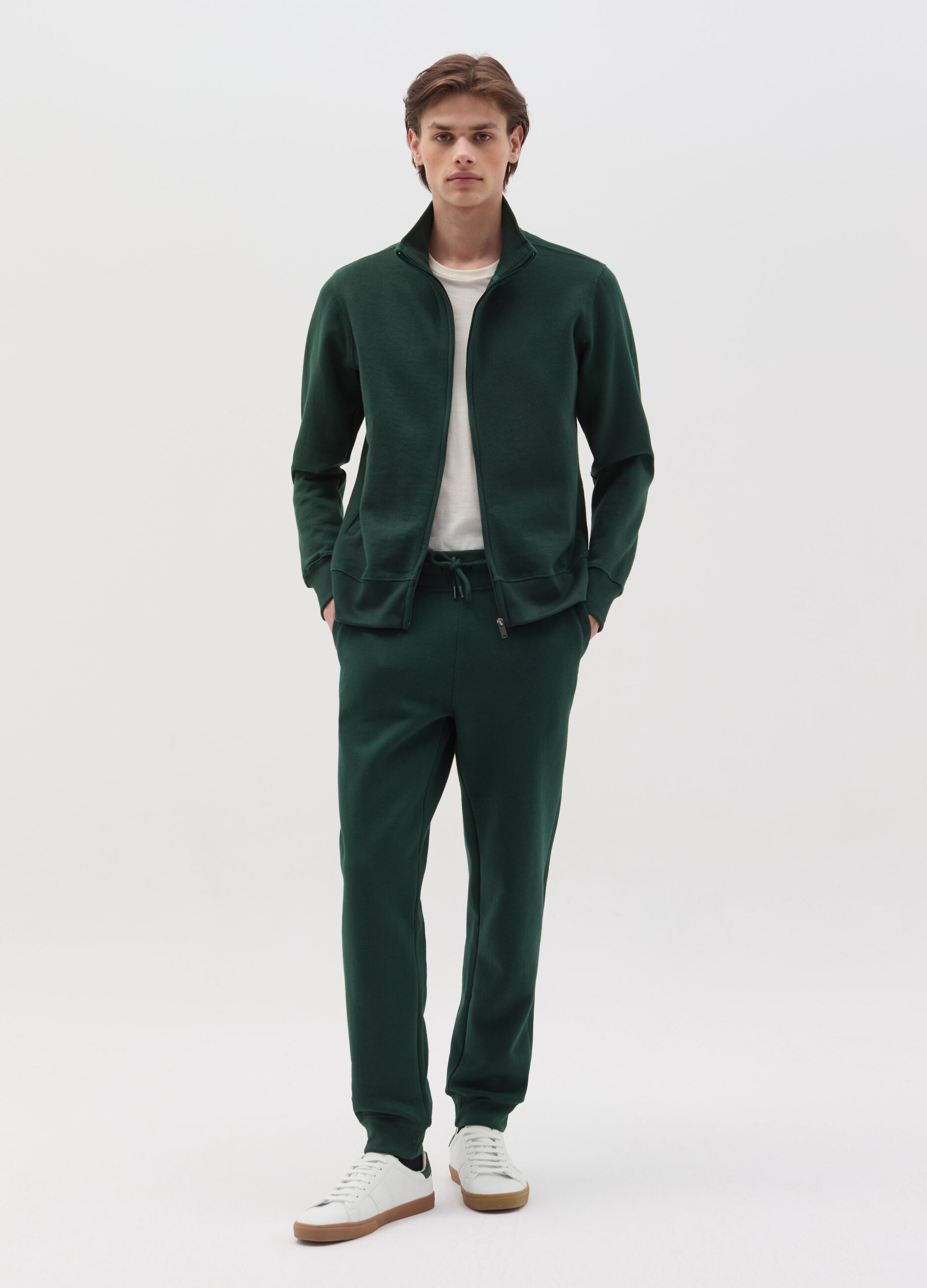 Fleece full-zip sweatshirt with high neck