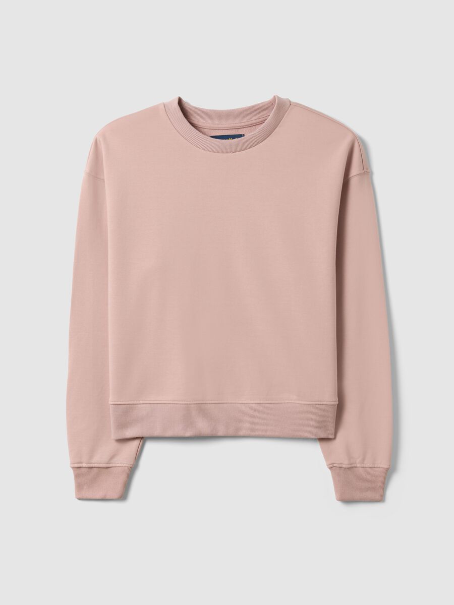 Pink cotton-blend sweatshirt in regular fit with round neck_4