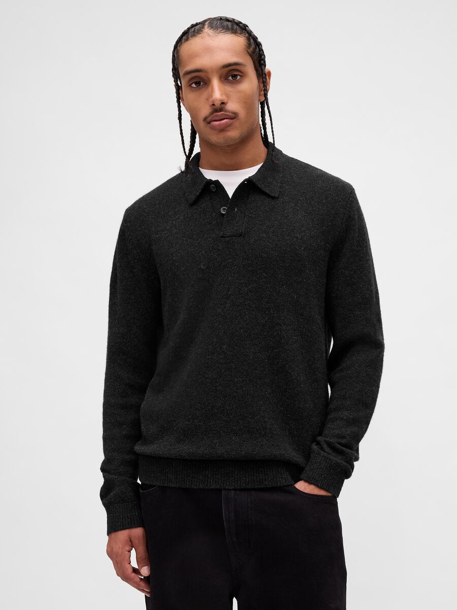 Black sweater in wool and polyamide blend_0