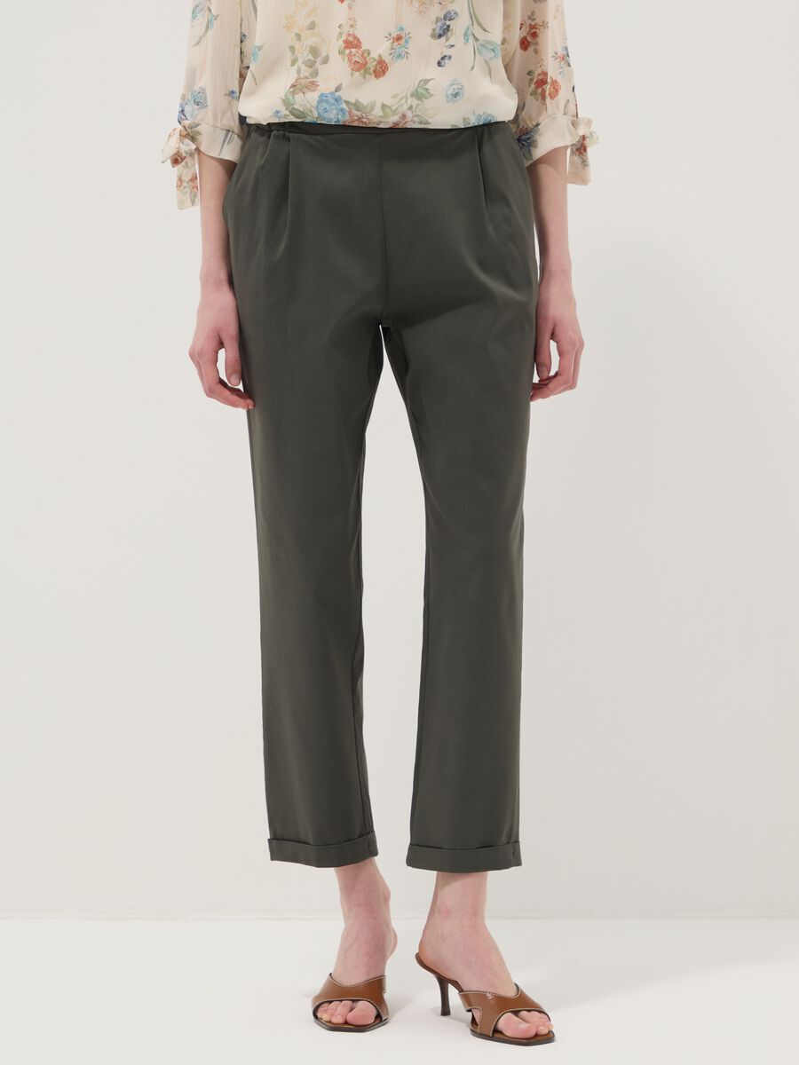 Green regular-fit stretch viscose trousers_1