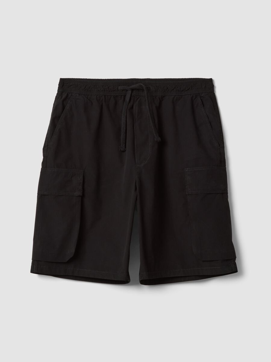 Black cotton cargo Bermuda shorts &ndash; baggy fit_0