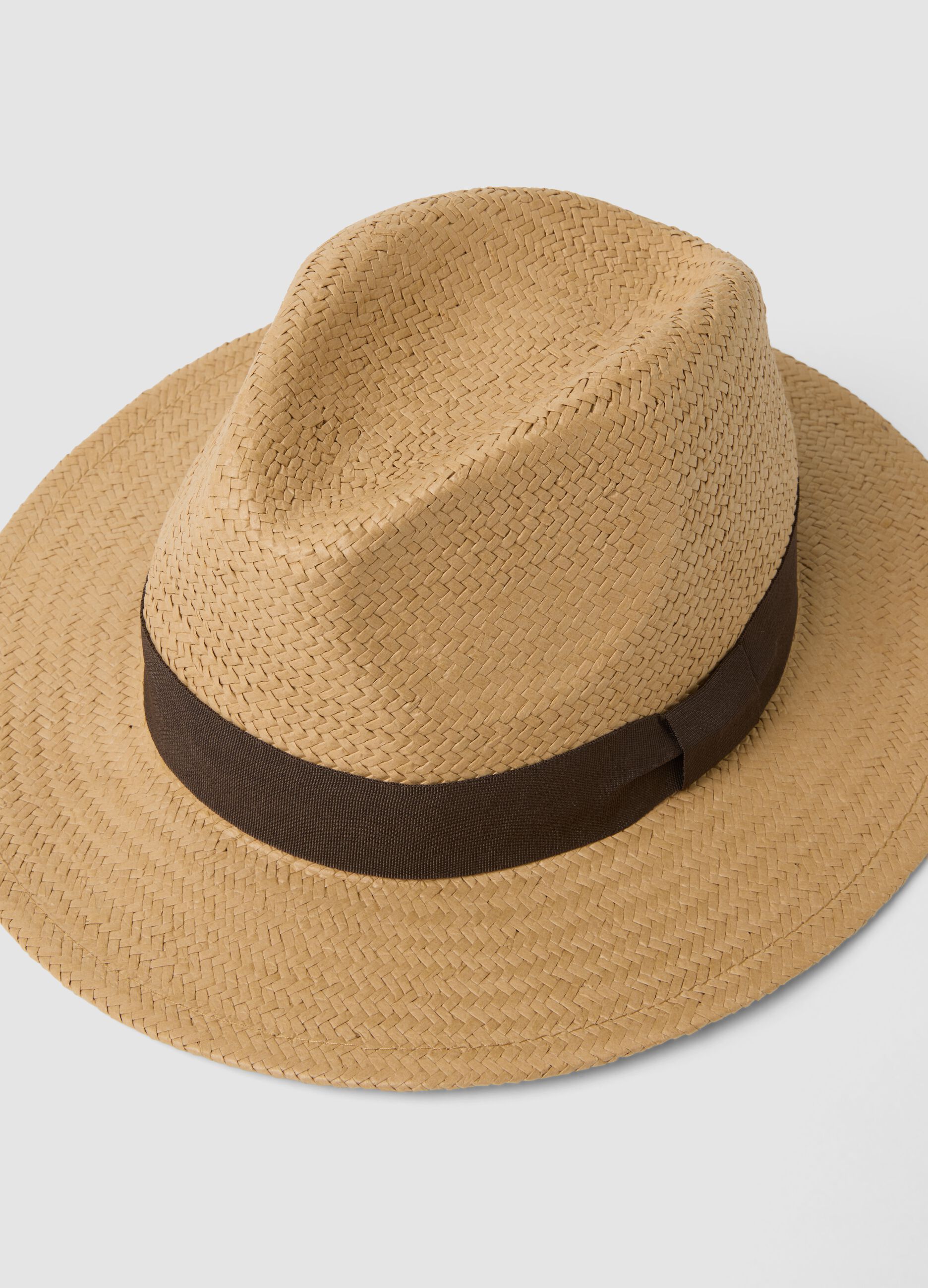 Beige hat in paper-blend fabric