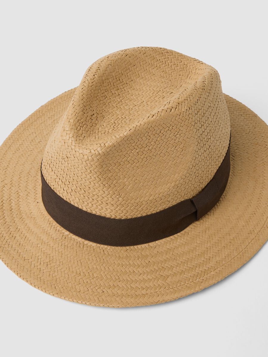 Cappello beige in misto tessuto carta_2