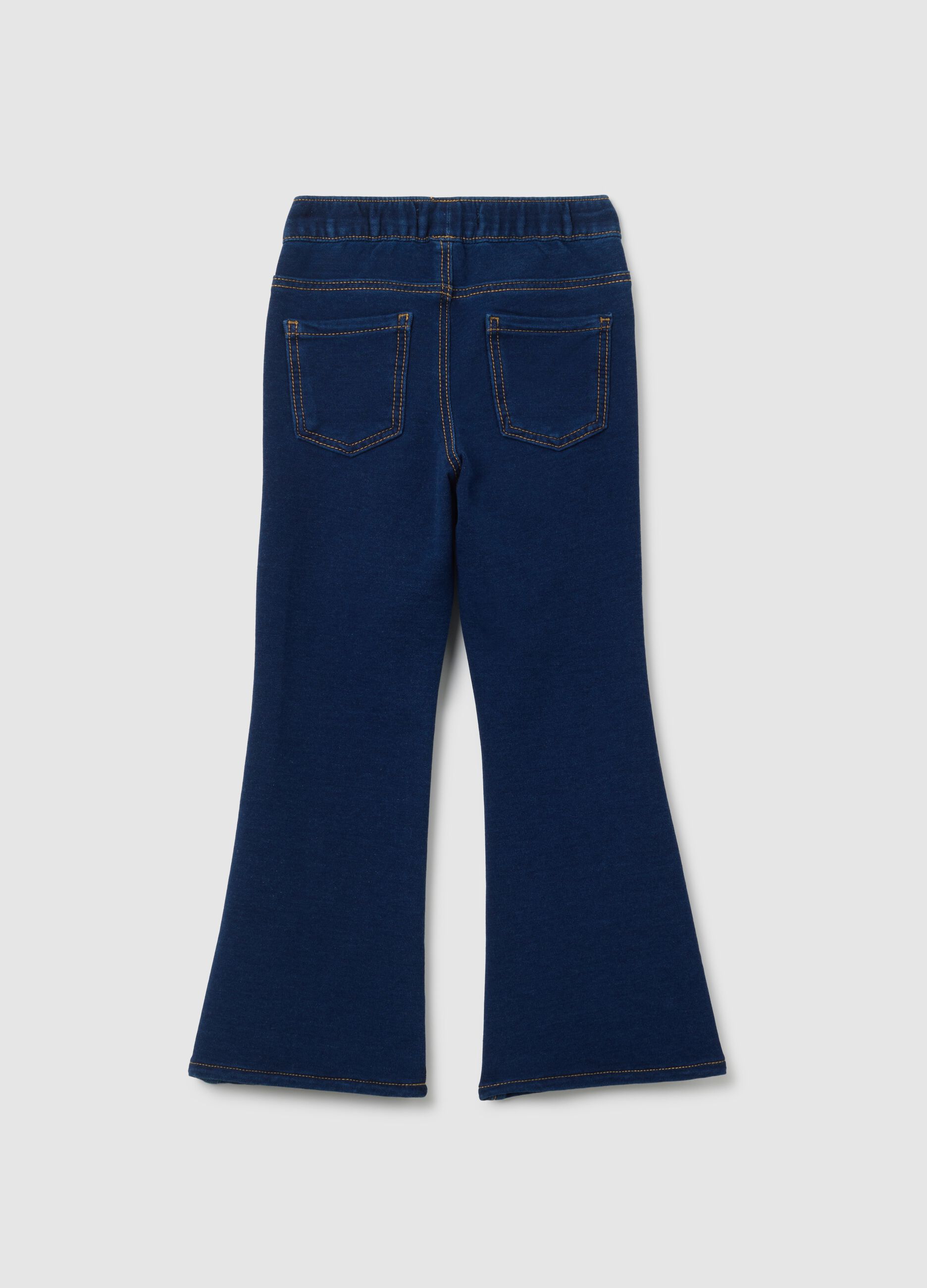 Jeggings da bambina in cotone blu flare