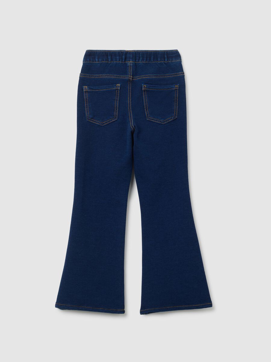 Jeggings da bambina in cotone blu flare_1