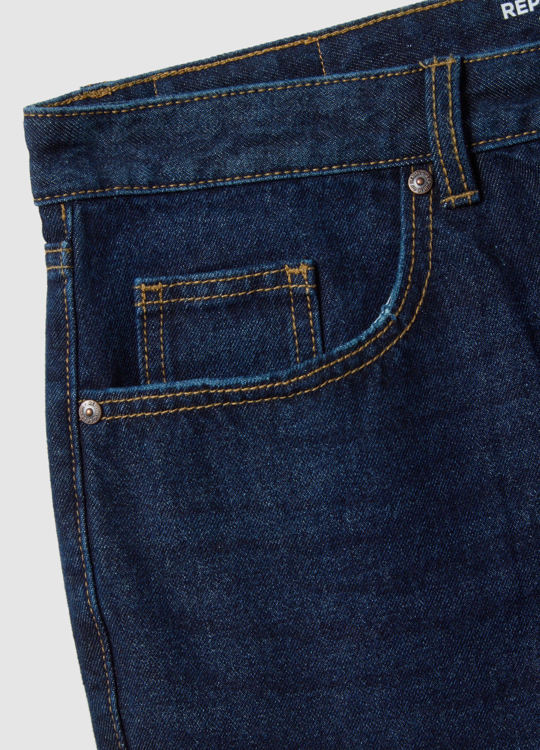 Jeans in puro cotone blu regular tapered