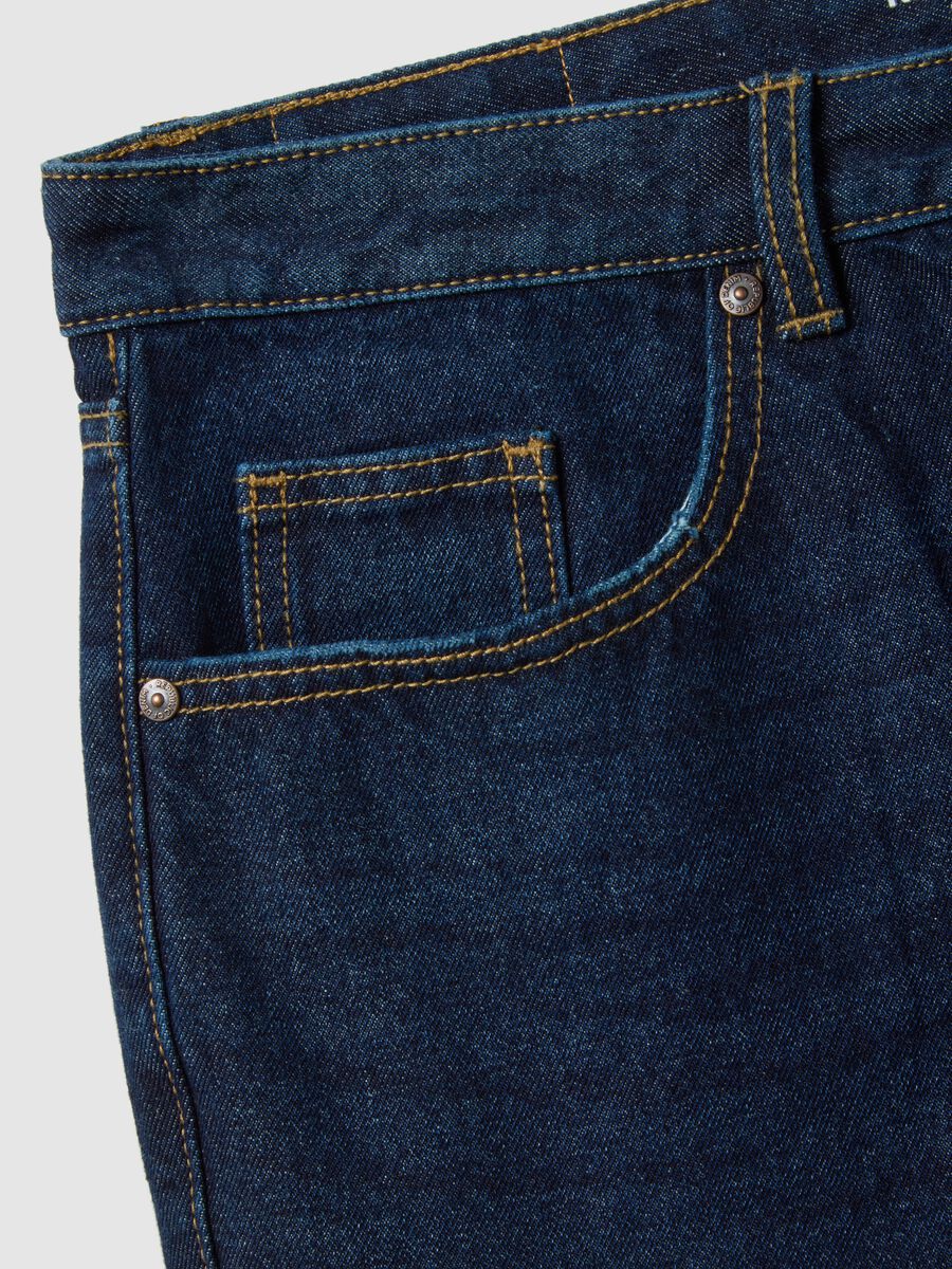Jeans in puro cotone blu regular tapered_5