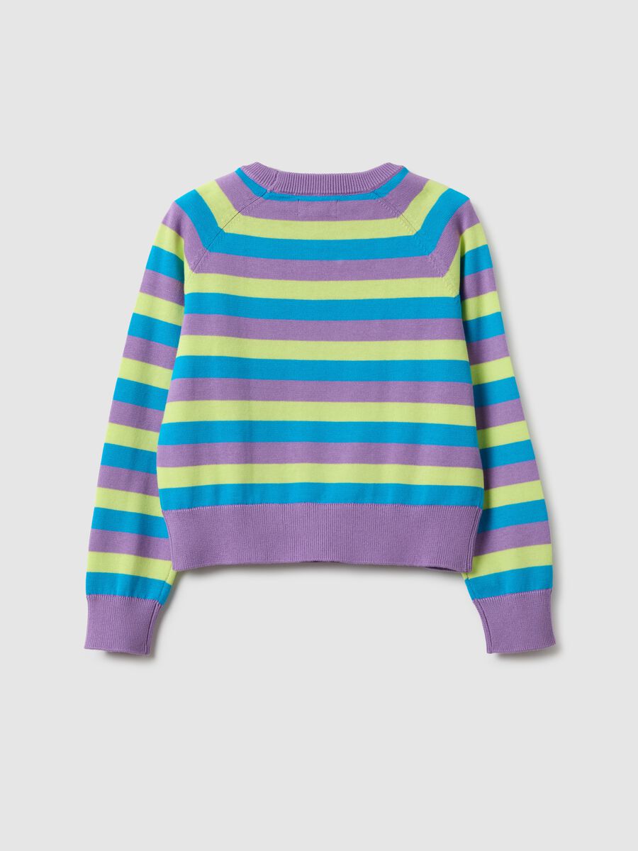 Pullover in puro cotone a righe multicolor da bambina regular fit_4