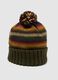 Brown striped beanie with pom-pom_2