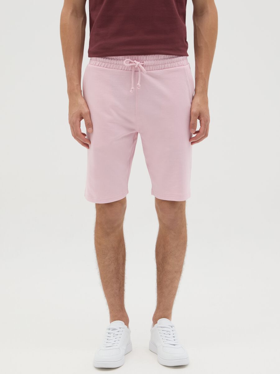 Men's pink cotton blend shorts regular fit with back pocket_1