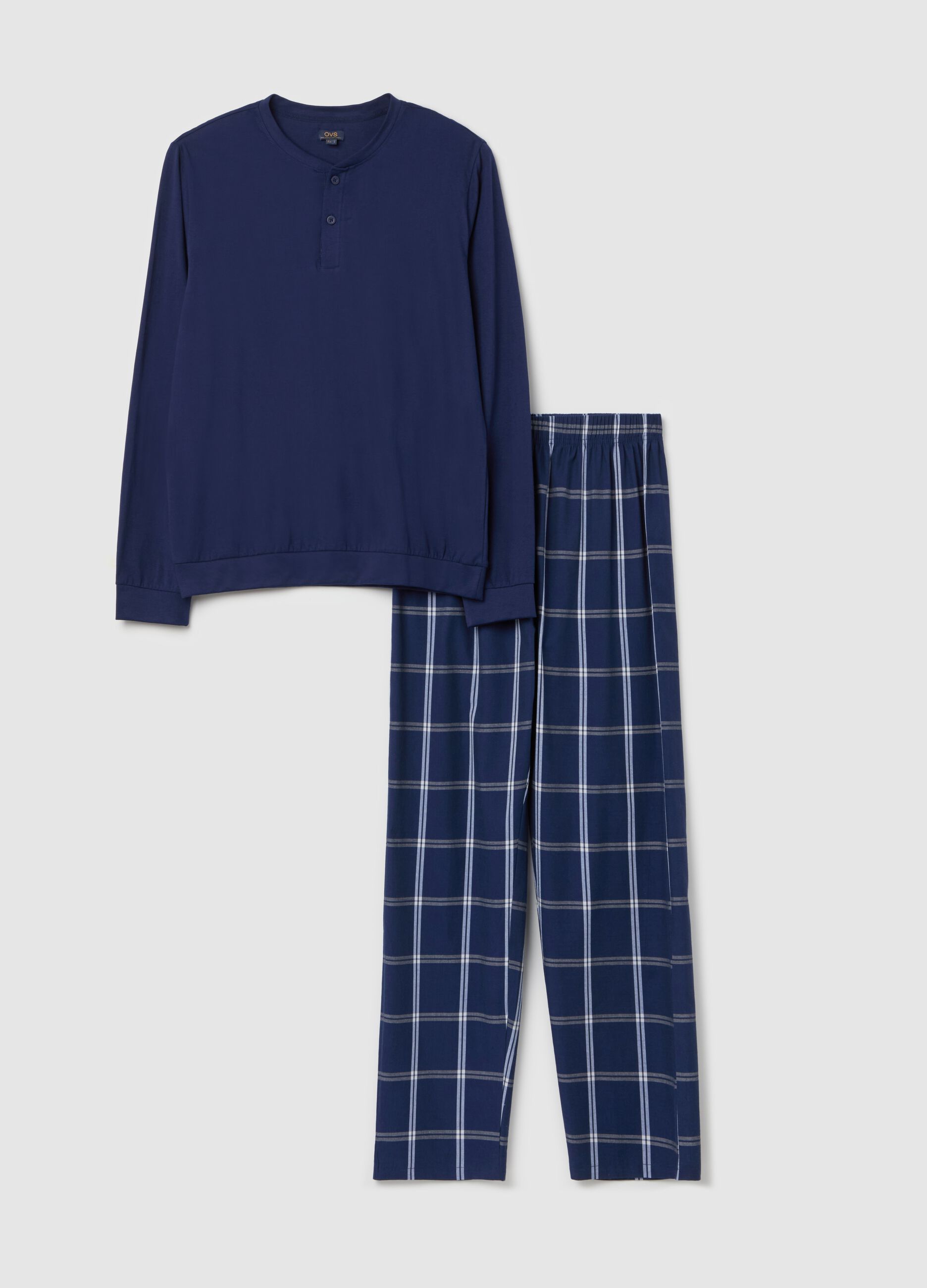 Long pyjamas with granddad neckline