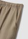 Pantaloni in misto viscosa e lino beige straight fit con coulisse_5