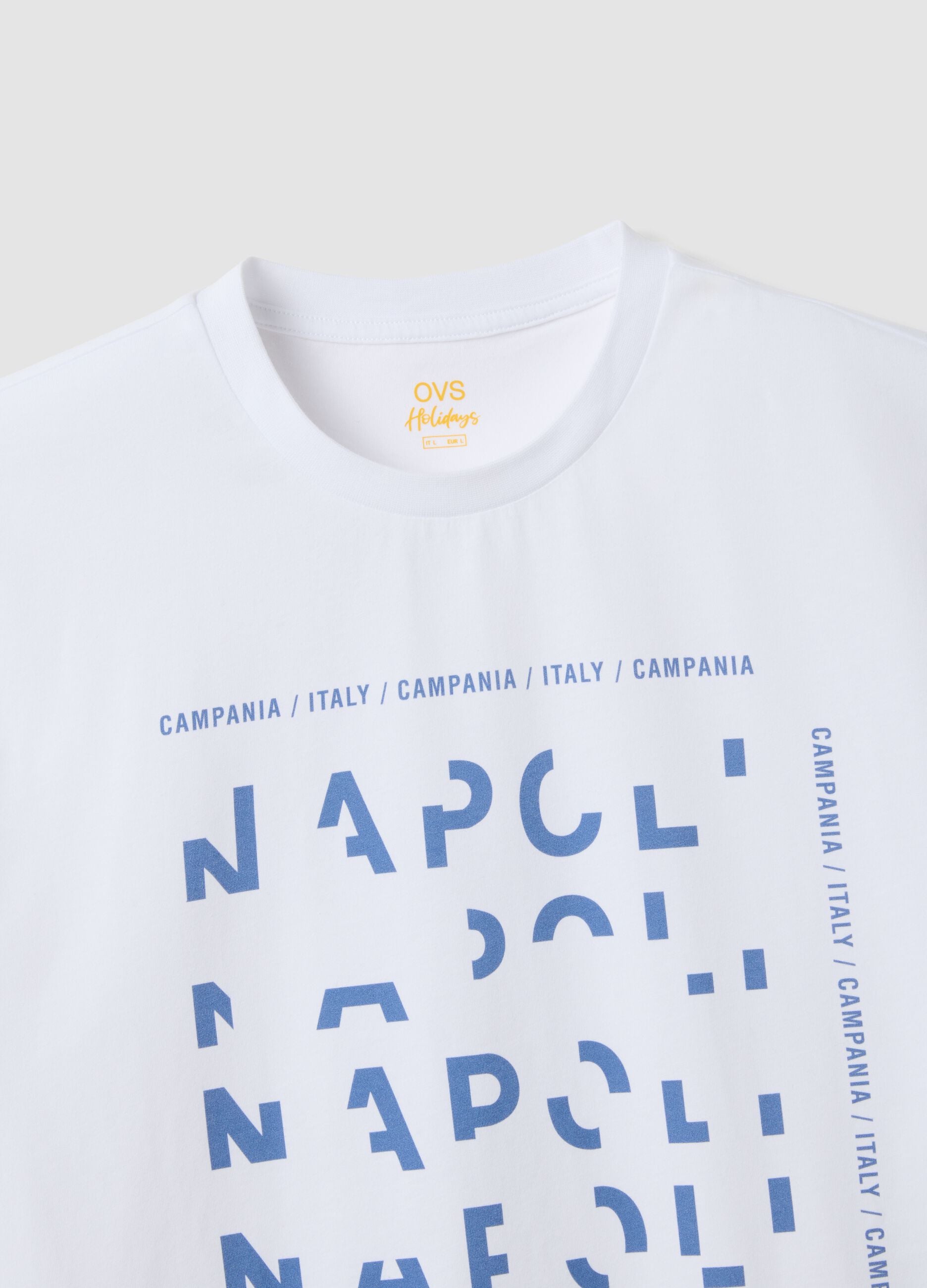 White pure cotton short-sleeve T-shirt, regular fit