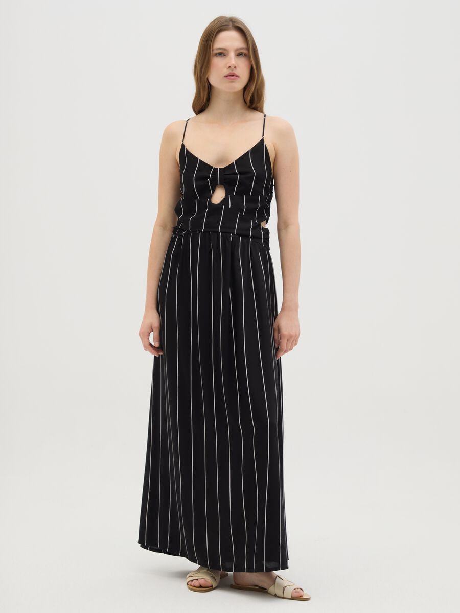 Women's long dress in pure multicolour viscose slim fit_0