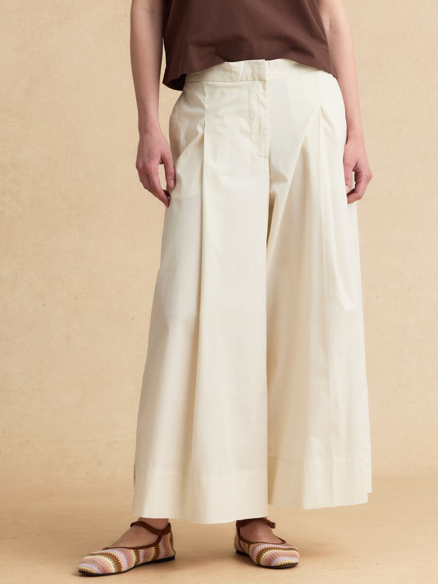 White stretch-cotton palazzo trousers_1