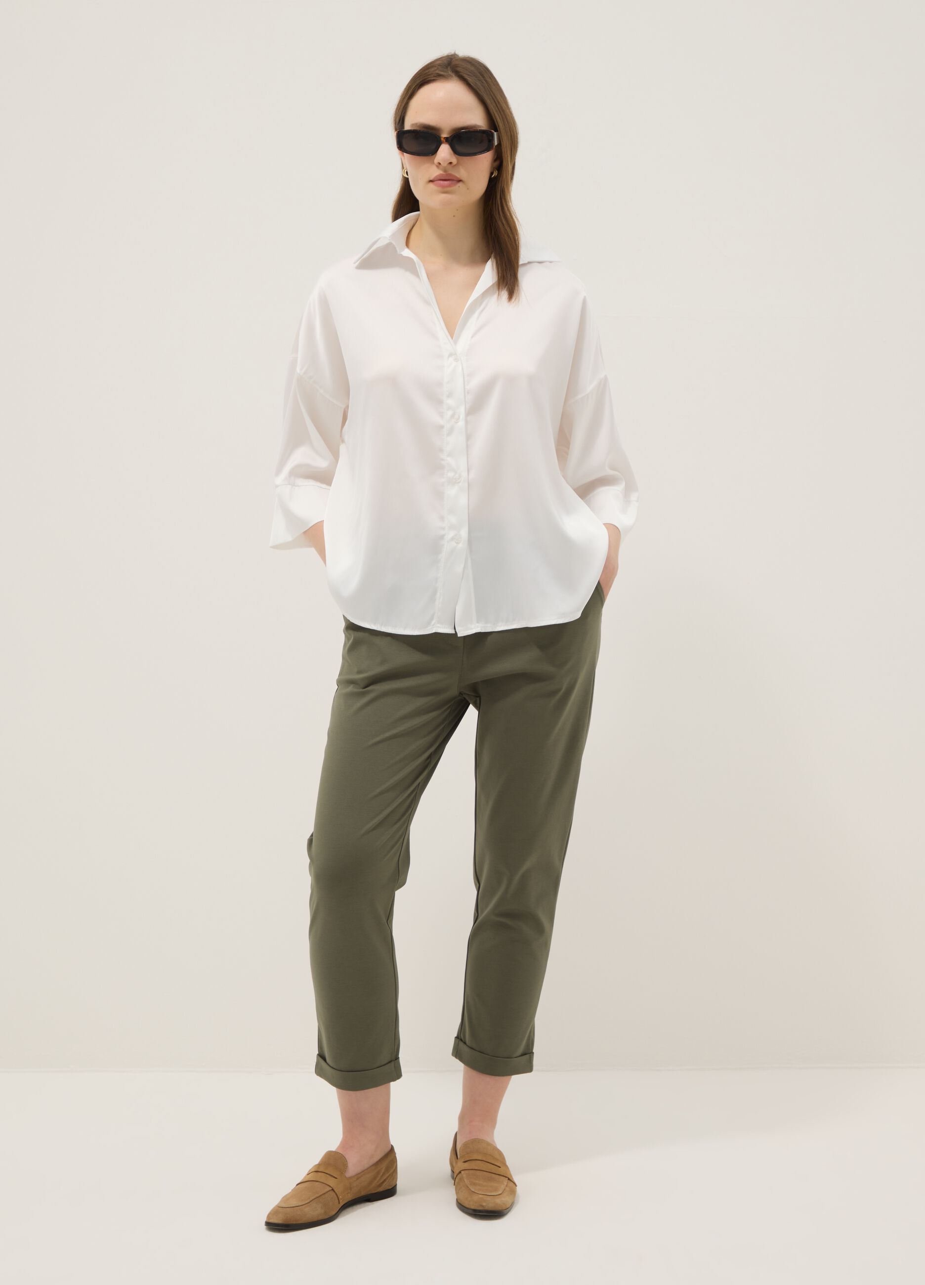 White Satin Blouse Regular Fit