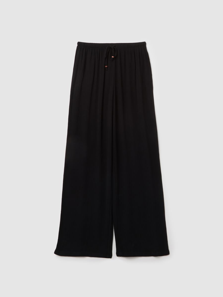 Women's black relaxed-fit trousers in 100% viscose_4