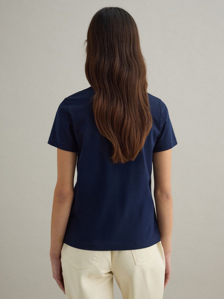 T-shirt girocollo in puro cotone blu regular fit_3