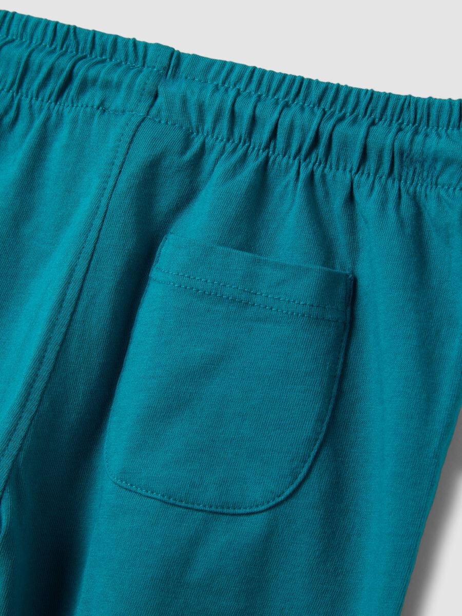 Blue pure organic cotton shorts with elasticated waistband for baby boy, regular fit_3