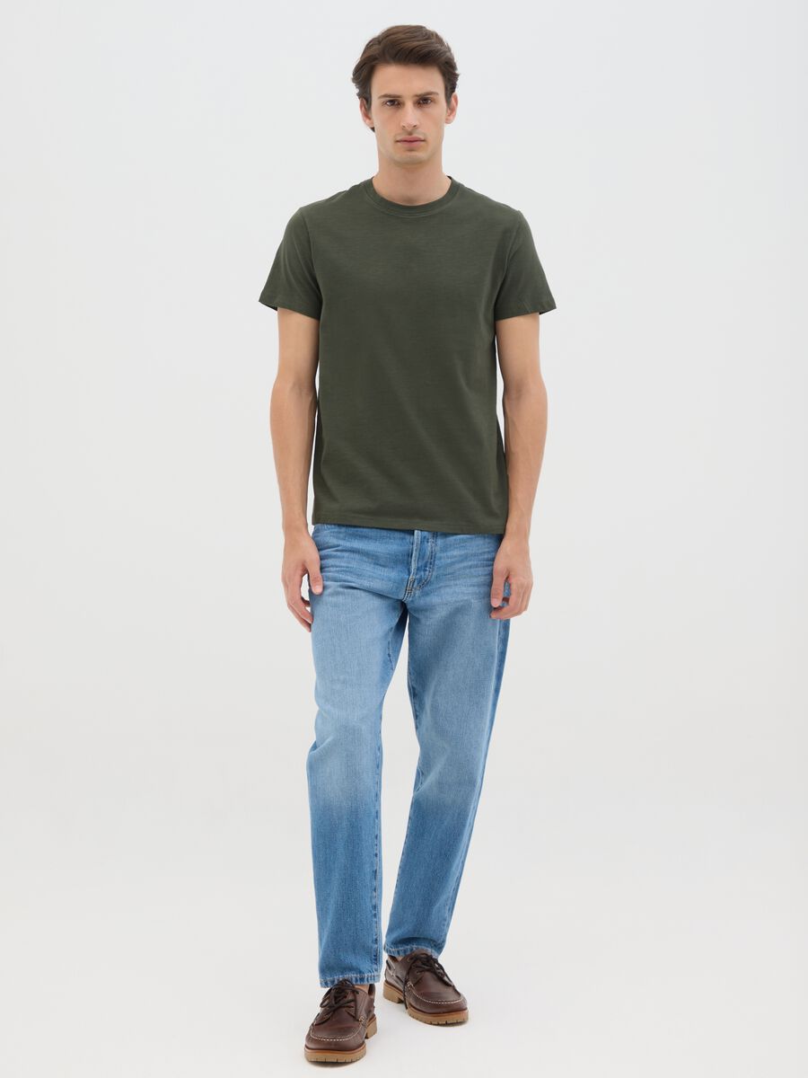 Men's Dark Green Crew Neck Fitted T-shirt_1