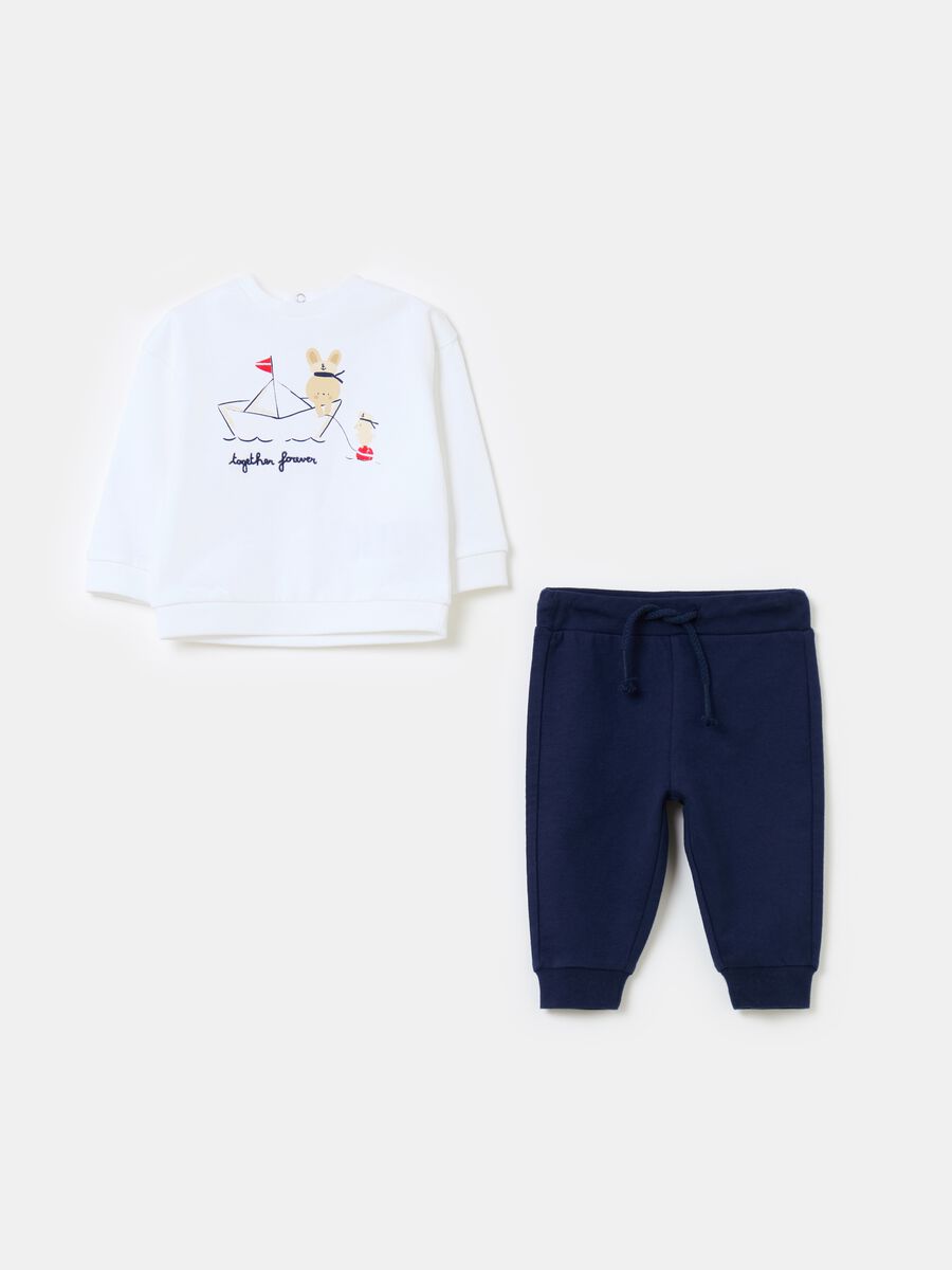 T-shirt and trousers set in organic cotton with print_0