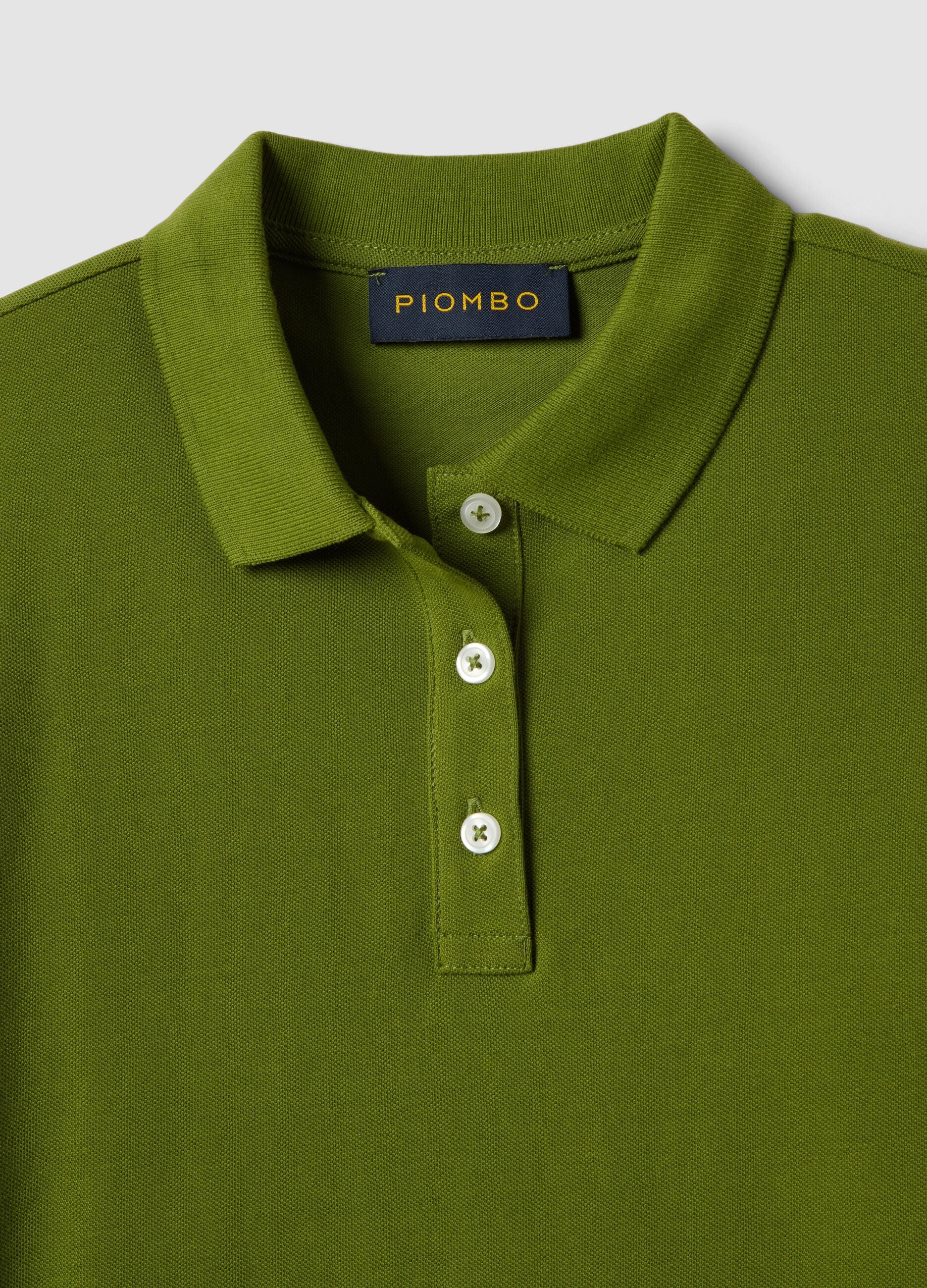 Green regular-fit polo shirt in organic cotton
