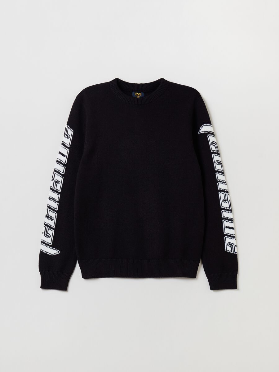 Pullover con scritte jacquard_0