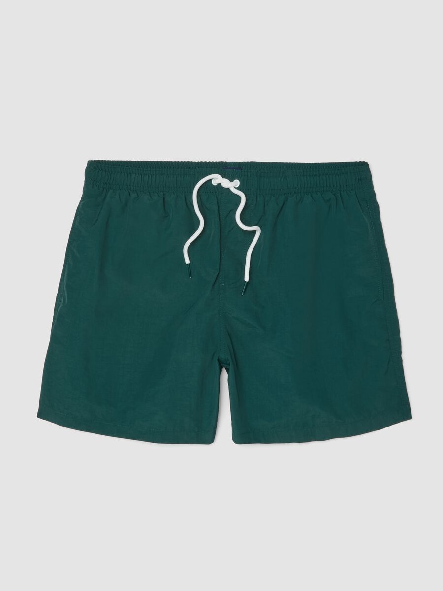 Green swim shorts with elasticated waistband_4