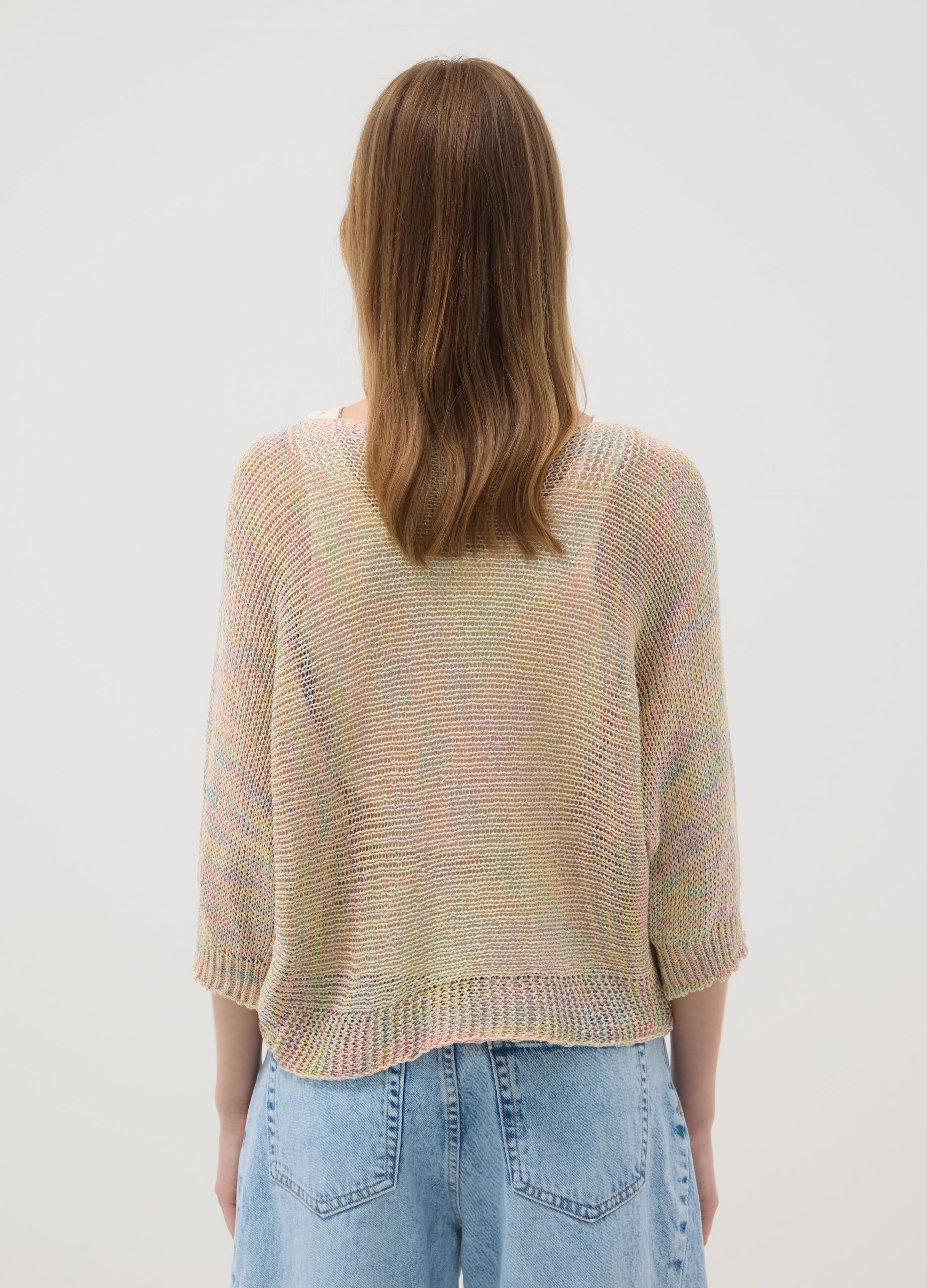 Multicolour viscose-blend jumper