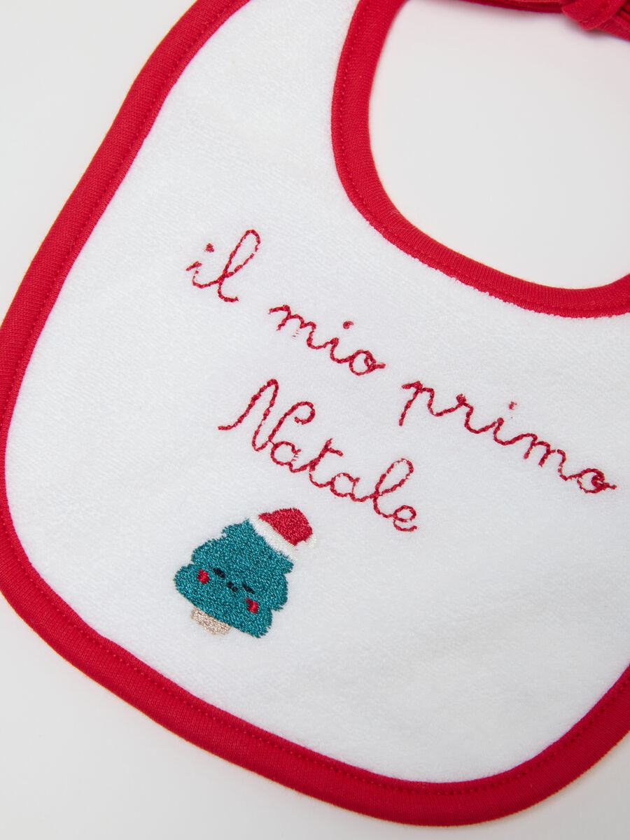 Bipack bavette natalizie da neonato in puro cotone bianco_1