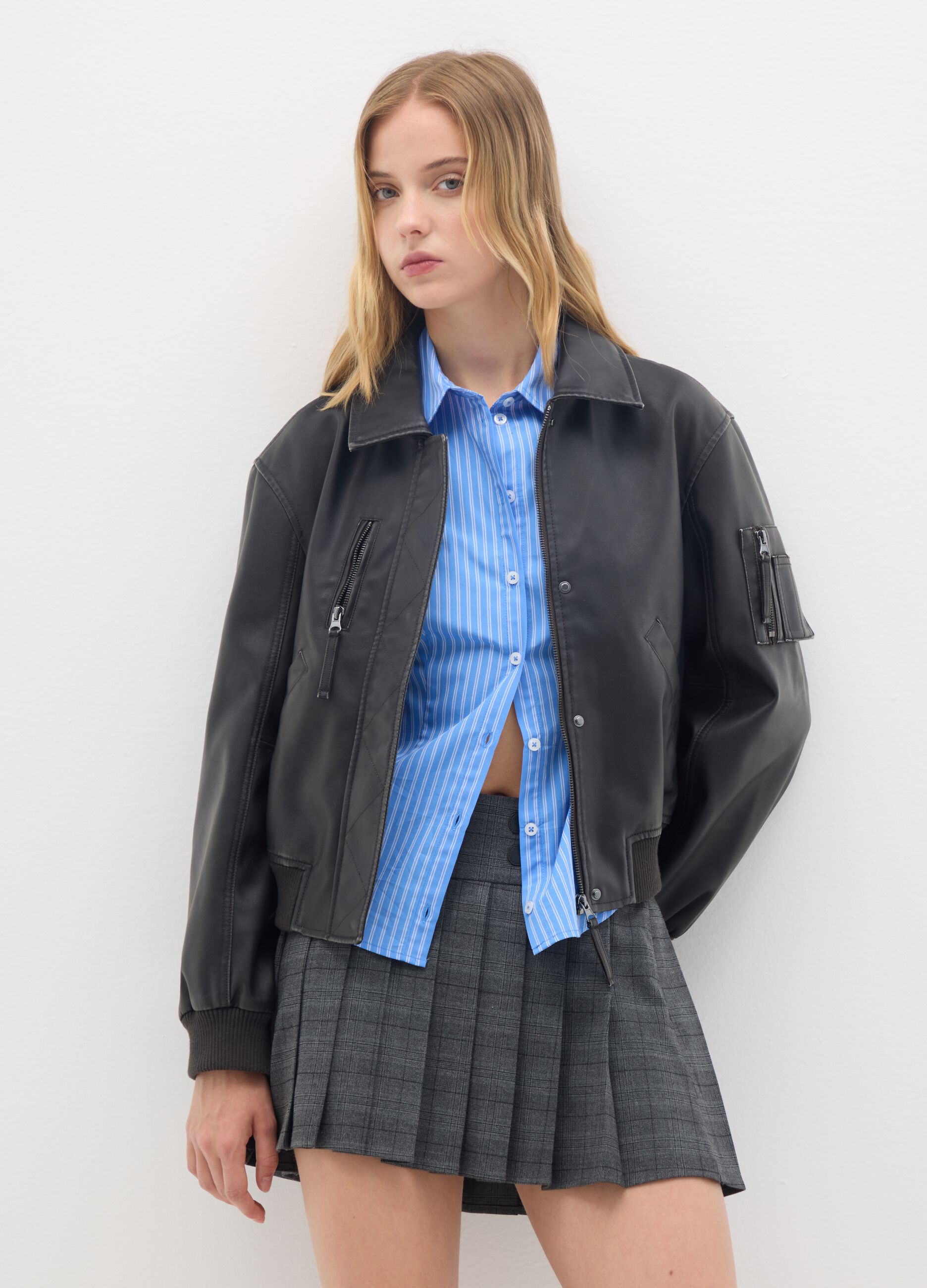 Black Slim Fit Bomber Jacket