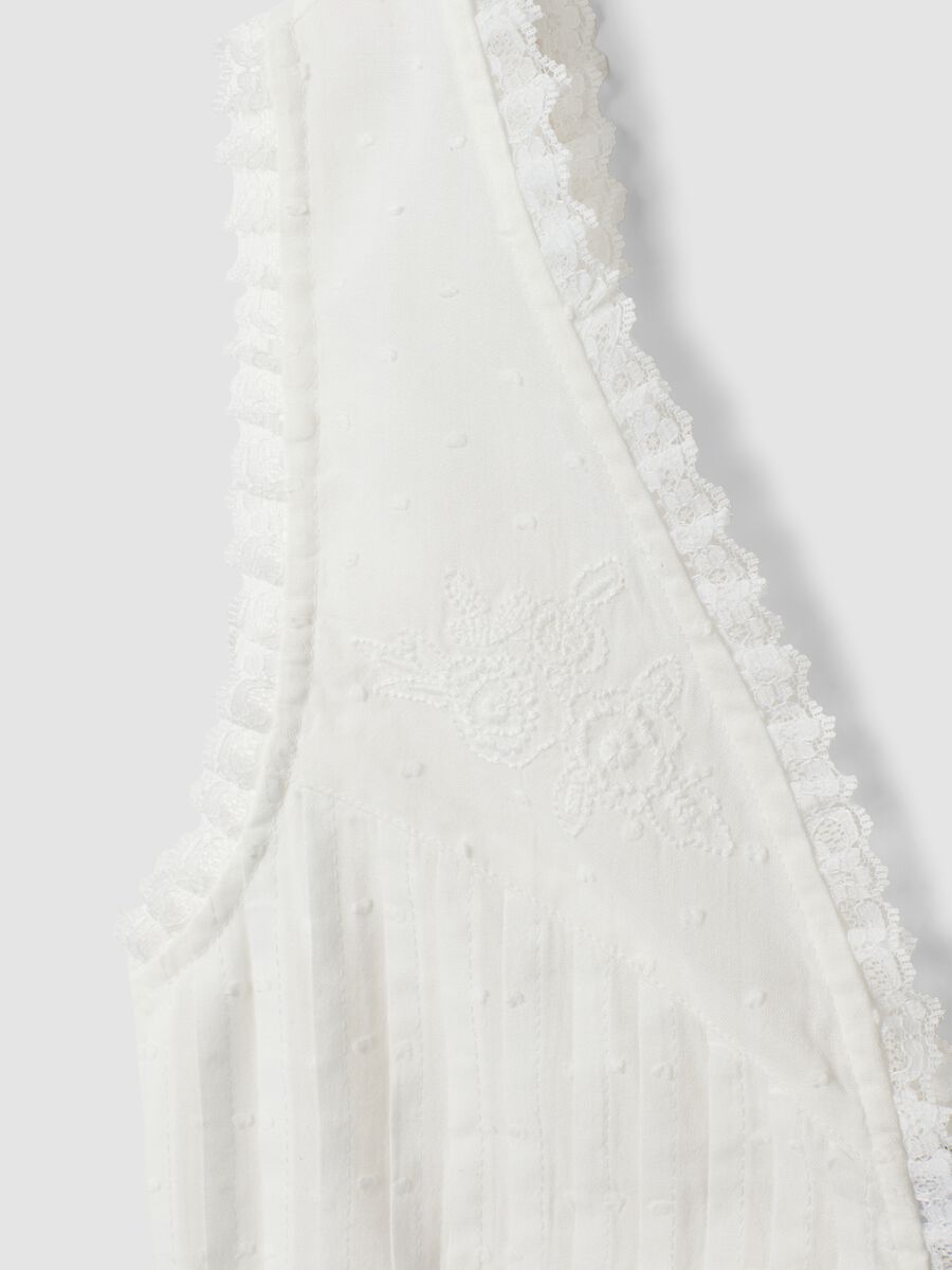 Gilet bianco in puro cotone con pizzo_5