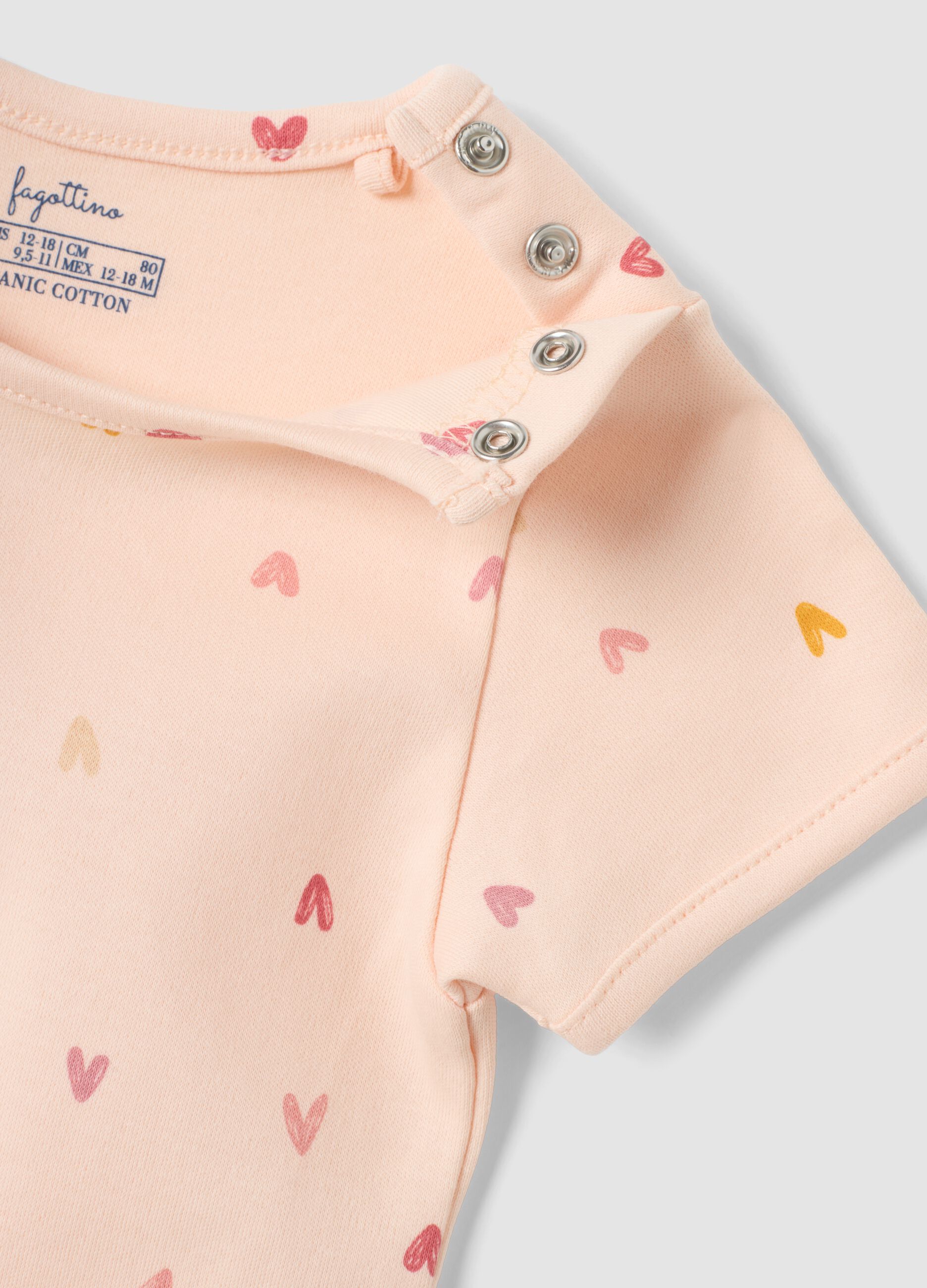 Tripack di body rosa in puro cotone organico con girocollo