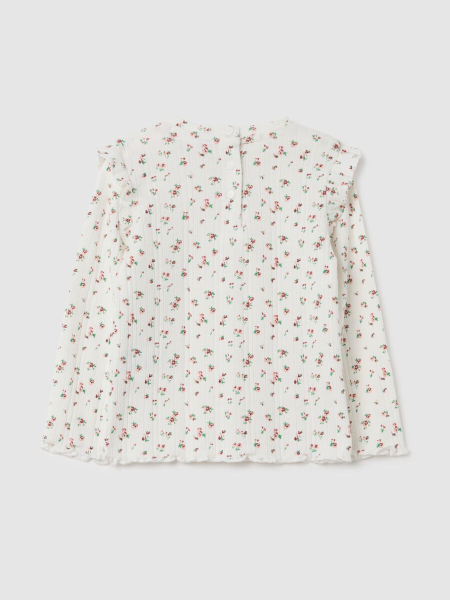 Girl's multicolour cotton blend regular fit t-shirt with ruffles_1