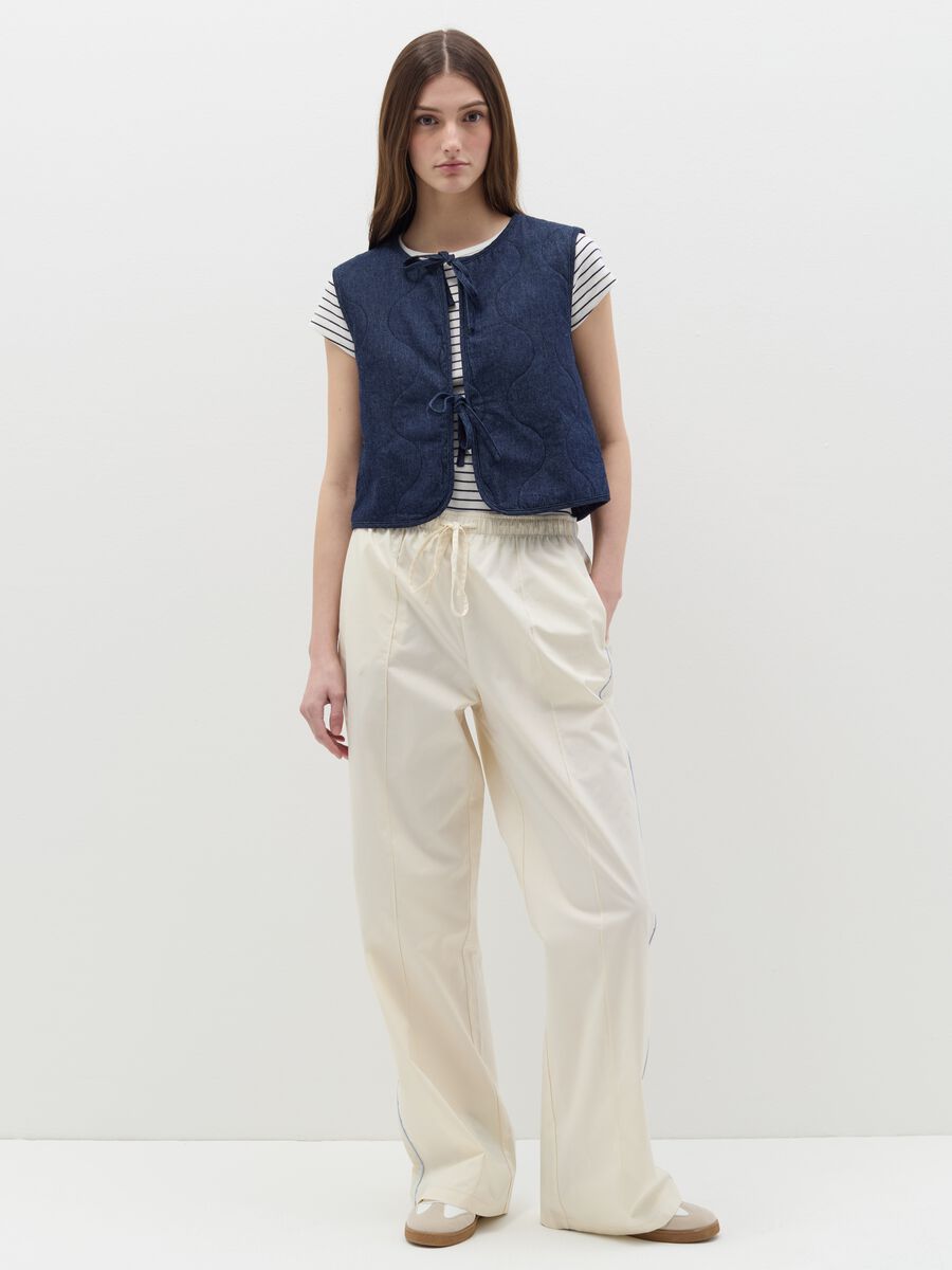 Poplin joggers with contrasting edging_0