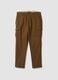 Brown comfort-fit stretch cotton twill cargo trousers_0